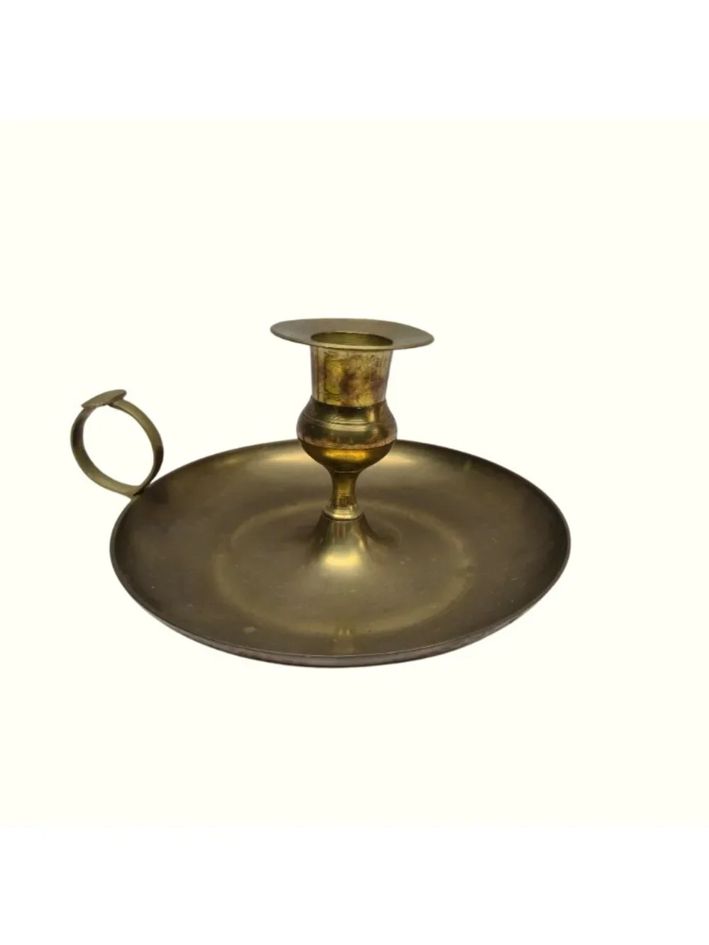 Vintage Brass Chamberstick Candle Holder Handle 8
